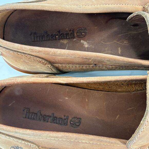 Timberland Onuma Venetian Driving Loafers 11 Leather Camel Tan Dress Shoes Work - Picture 3 of 9